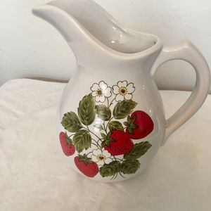 Vintage McCoy white daisies and strawberry’s design pitcher